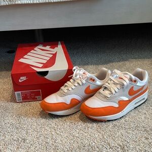 Nike Air Max 1 Neutral Grey/Safety Orange Shoes